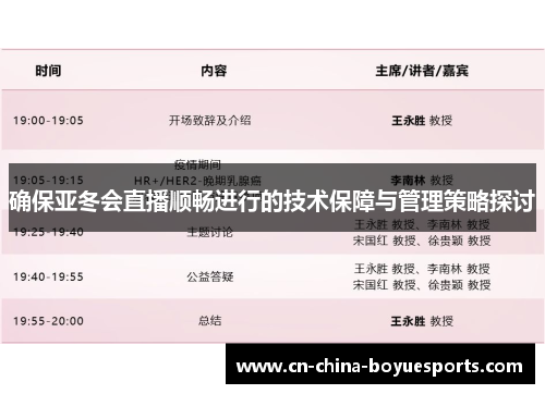 确保亚冬会直播顺畅进行的技术保障与管理策略探讨